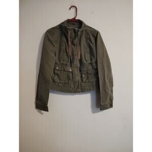 Aeropostale Women's Army Green Destressed Utility Pockets Jacket Size Large